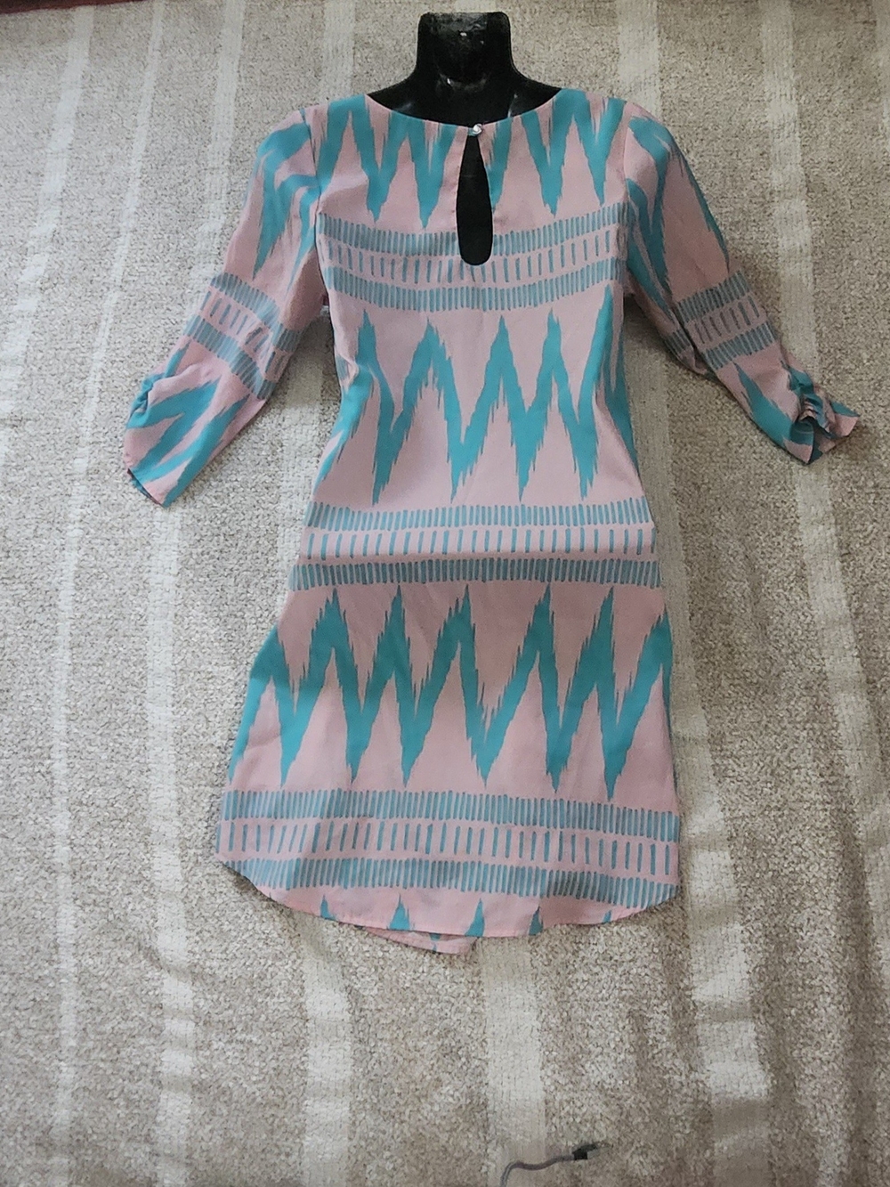 Geometric Mini Dress in Pink & Blue